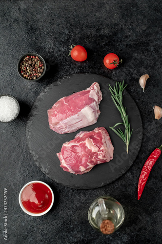 raw beef meat on stone background