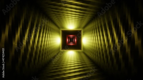 Futuristic green and red pulsating tunnel seamless looping background. Abstract seamless VJ neon HD Sci-fi motion portal