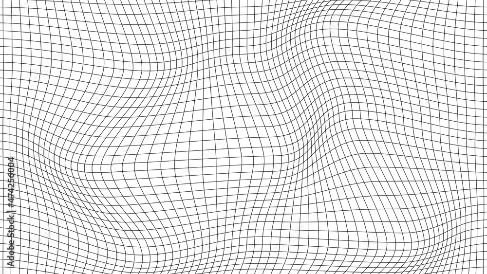 Perspective distorted white grid. Digital background with wireframe ...