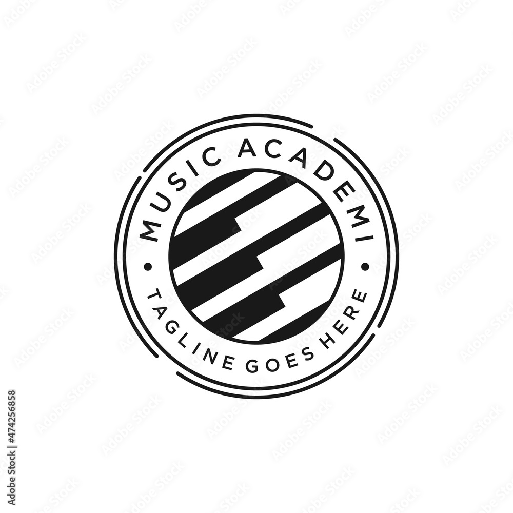 music school logo with piano icon vector design template music school logo with piano icon vector design template