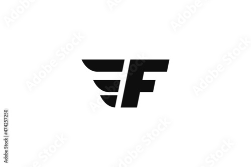 F Initial letter wings logo vector design