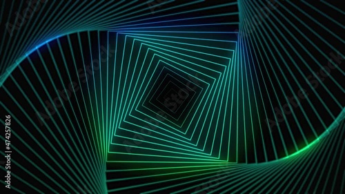 Futuristic surface concept with hexagons. Trendy sci-fi technology background with hexagonal pattern. Spiral animation .3D rendering. 4K