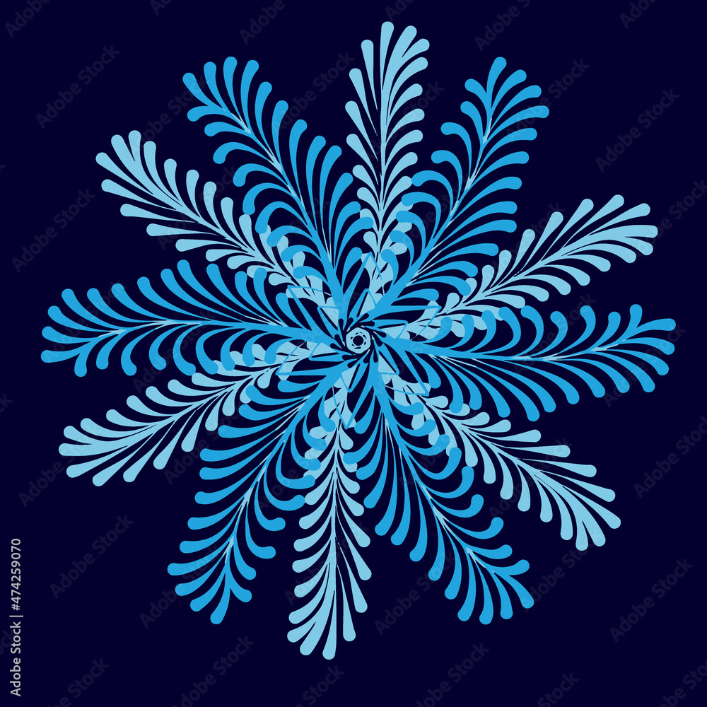 a blue snowflake, hand-drawn, isolated on a white background a blue snowflake, hand-drawn, isolated on a white background