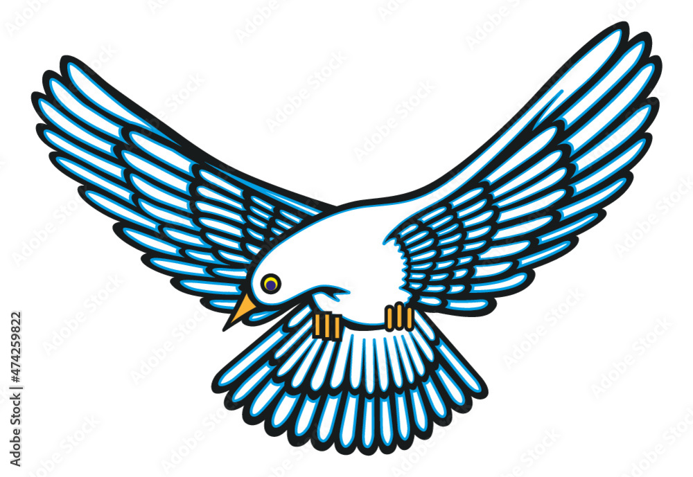 Naklejka premium Pomba, paz, animal, natureza, voo, branca, pacificado, ONU, bico, ave, noé, voo, penas