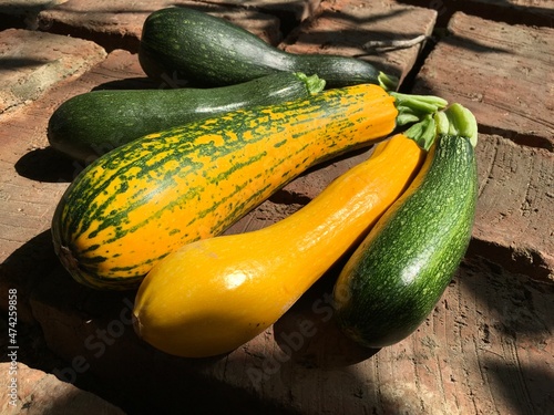 yellow courgette and green zucchini