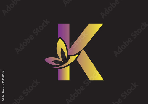 this is a creative letter K add butterfly icon design