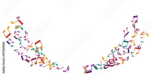 Music note icons vector backdrop. Melody notation