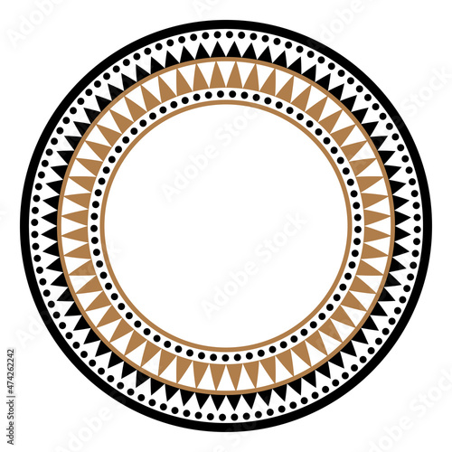 Ethnic african tribal round vector art frame