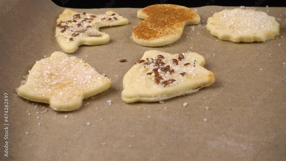 The process of making cookies from shortbread dough. The process of making cookies from shortbread dough.