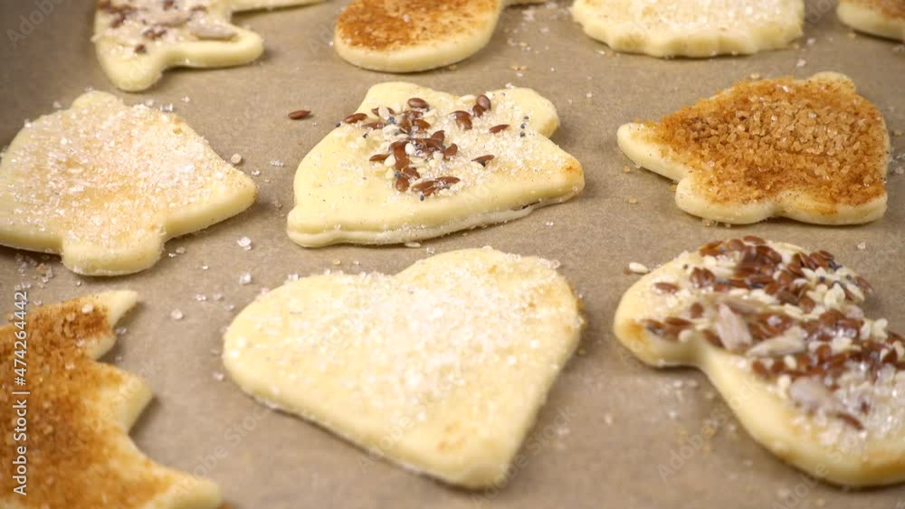 The process of making cookies from shortbread dough. The process of making cookies from shortbread dough.