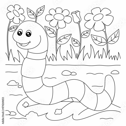 Worm Coloring Page for Kids