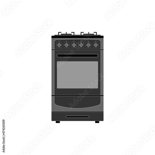 The icon of a modern gas stove with an electric oven on a white background.