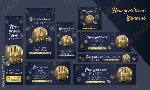 New Year's Evening Party & event Web Banners & Google Ads, Post & stories