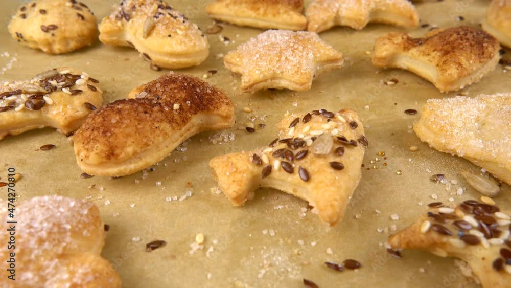 The process of making cookies from shortbread dough. The process of making cookies from shortbread dough.