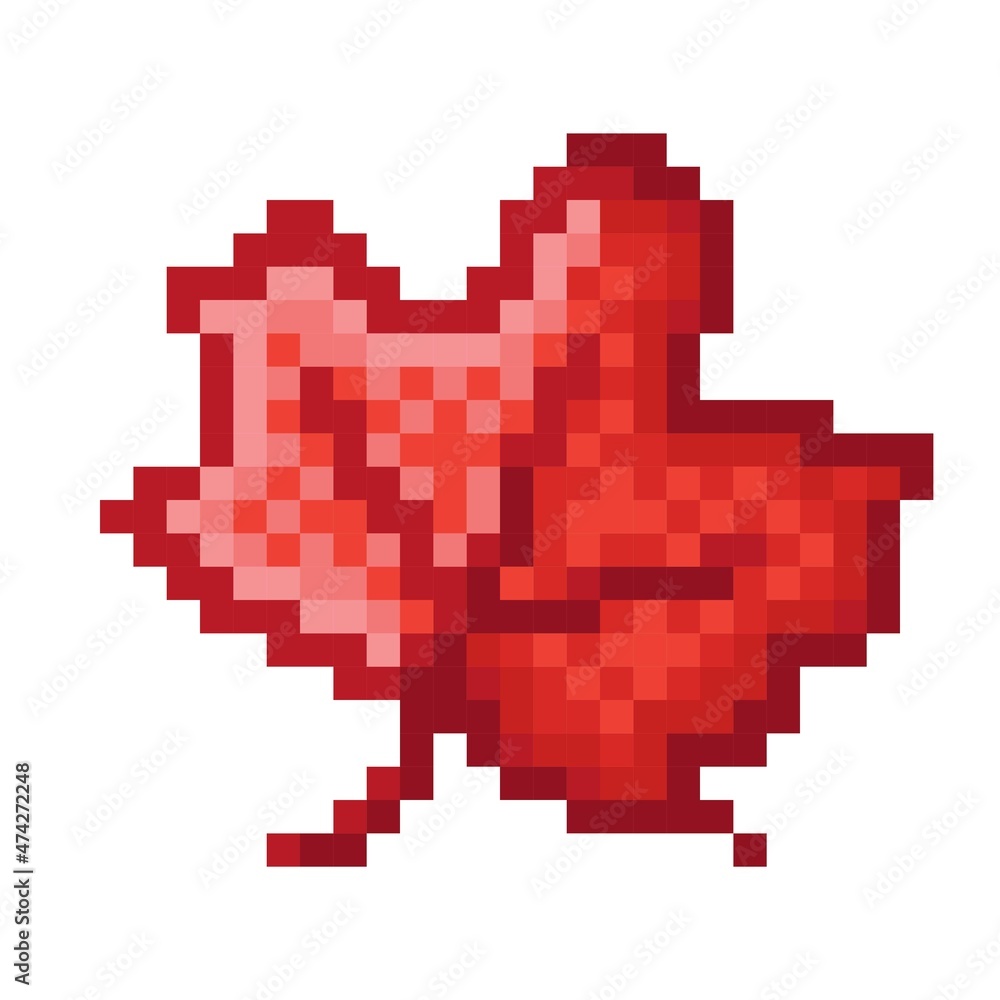 Maple leaf pixel art. Vector illustration. Maple leaf pixel art. Vector illustration.