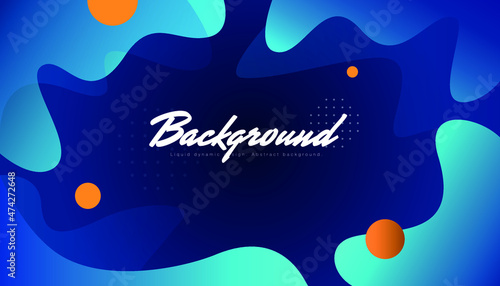 Blue abstract dynamic background. Gradient fluid background design layout for banner or poster. 