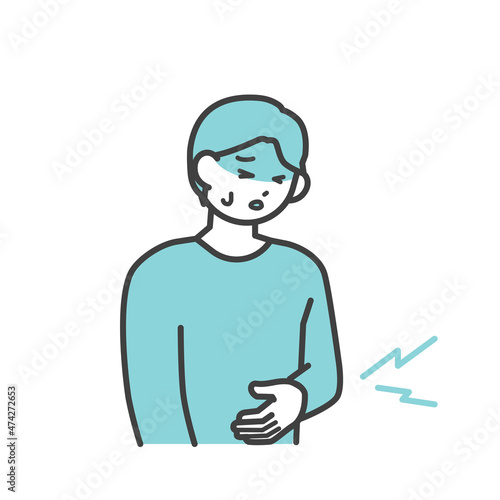 腹痛に悩む男性のイラスト素材