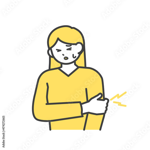 腕の痛みに悩む女性のイラスト素材