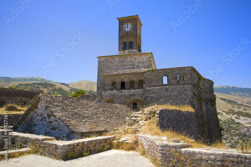 Clock tower in the citadel fortress in Gjirokastra  Albania