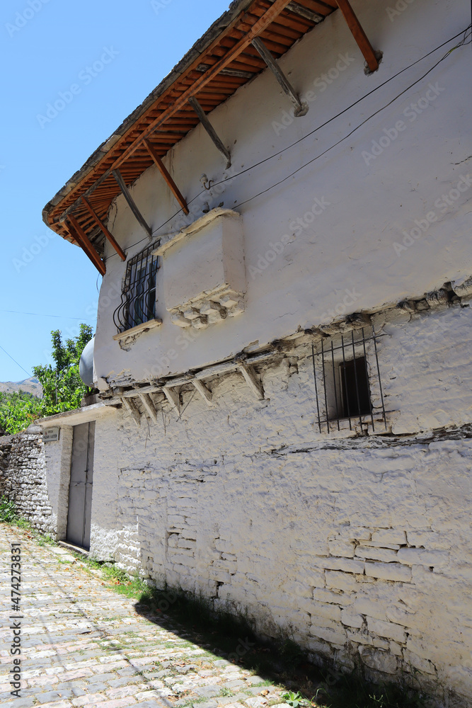 Historical building in downtown in Gjirokastra, Albania