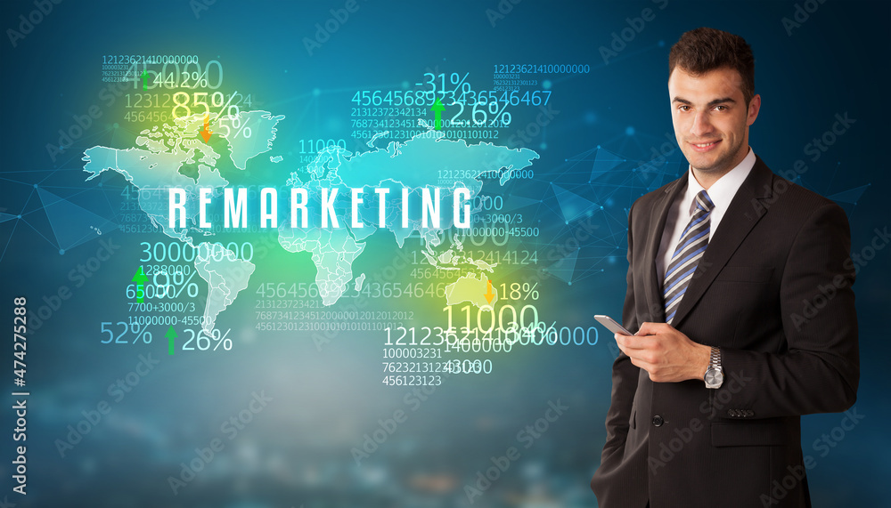 Businessman thinking about market concept Businessman thinking about market concept
