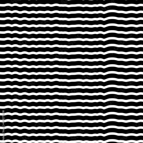 Curved lines seamless pattern. Jagged stripes ornament. Curves print. Linear waves motif. Striped background. Broken line shapes wallpaper. Wavy stripe figures. Ethnical textile print. Vector artwork