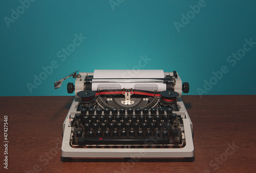 Typewriter 70s with red printed ribbon without top cover