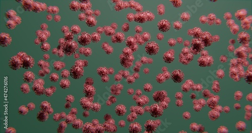 Virus cells on color background, 3d illustration