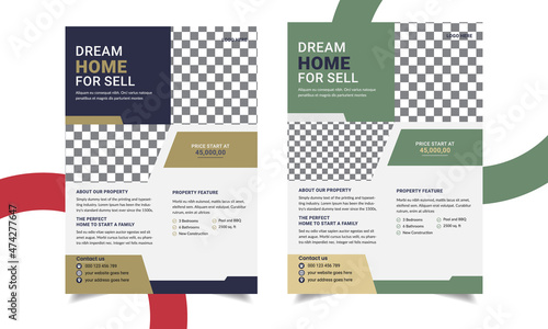 Real estate flyer template design vector template illustration. 