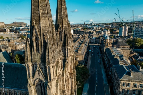 Famous cathedral in Scotland, St Mary's Cathedral in Edinburgh with stunning vaulted ceilings and Great Bell in its tower. Spectacular neo-gothic masterpiece, tallest parish church in Scotland photo