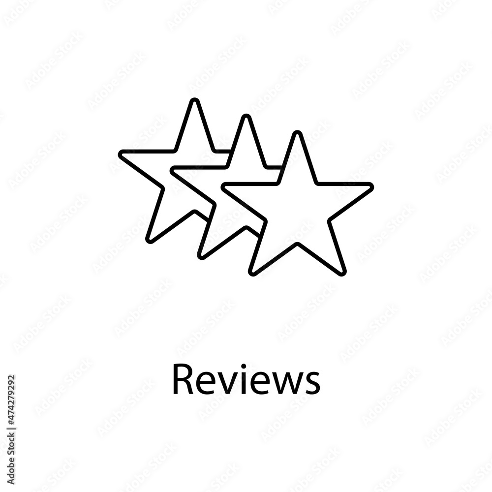 Reviews vector outline icon for web design isolated on white background Reviews vector outline icon for web design isolated on white background