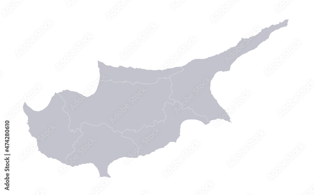 Infographics of Cyprus map, individual regions blank