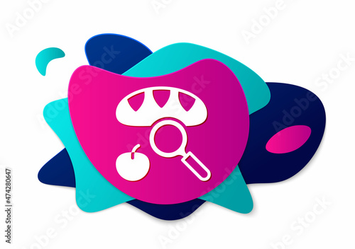 Color Searching for food icon isolated on white background. Homelessness and poverty concept. Abstract banner with liquid shapes. Vector