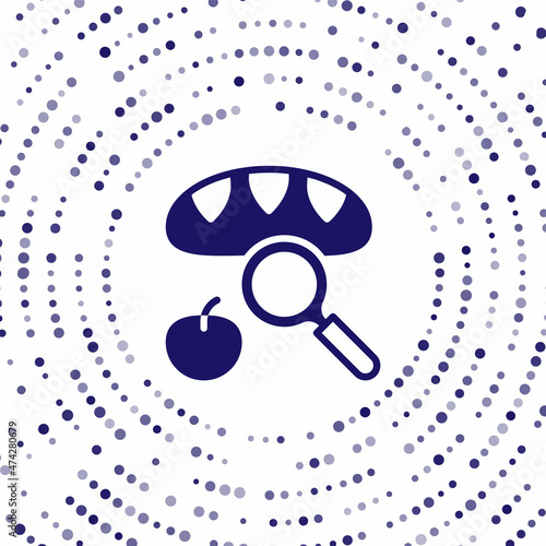 Blue Searching for food icon isolated on white background. Homelessness and poverty concept. Abstract circle random dots. Vector