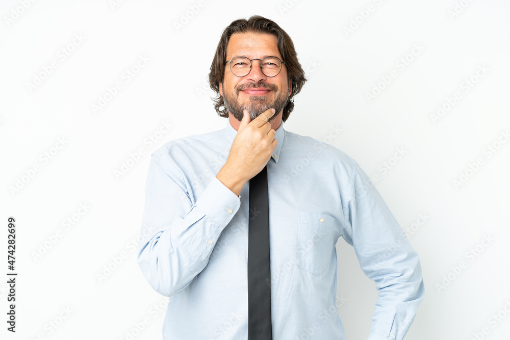 Senior dutch business man isolated on white background with glasses and smiling Senior dutch business man isolated on white background with glasses and smiling