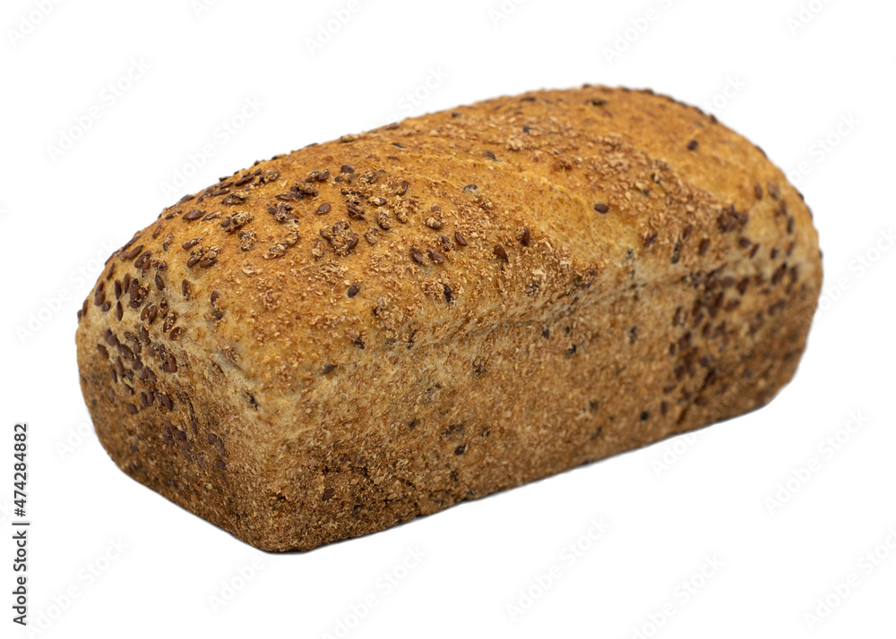 freshly baked bread isolated on white background.