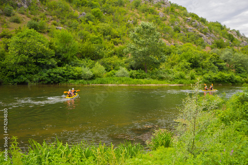 Kayaking together while enjoying the nature