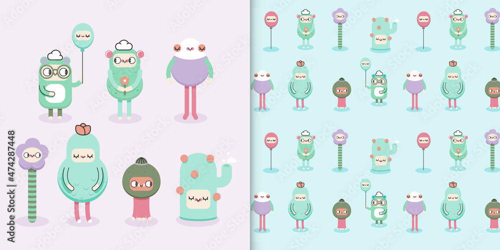 pattern with cartoon characters pattern with cartoon characters
