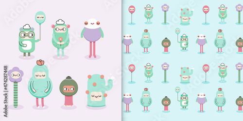 pattern with cartoon characters