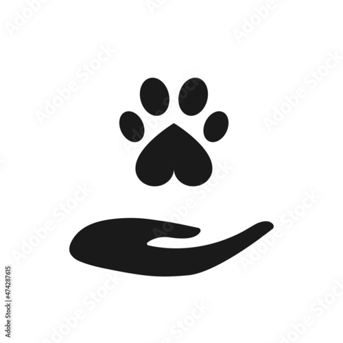 Animal paw icon. Flat design. Vector illustration.