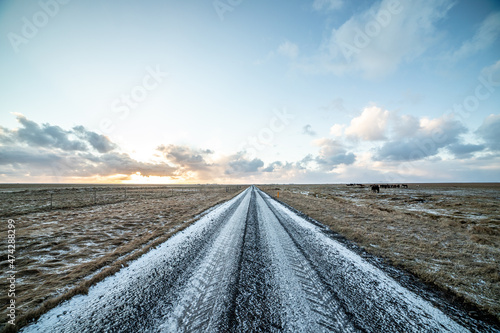 A road in south of Iceland in winter.