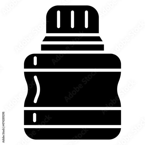 Wide sealed thermos for storing the temperature of food and drinks. A roomy large thermos for eating outside. Vector icon, glyph, isolated