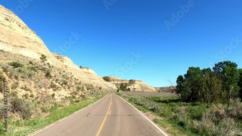 Theodore Roosevelt National Park Driving POV Medora North Dakota photo