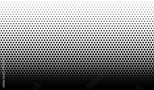 Halftone seamless pattern. Dot background. Gradient faded dots. Half tone texture. Gradation patern. Black color circle isolated on white backdrop for overlay effect. Geometric bg. Vector illustration