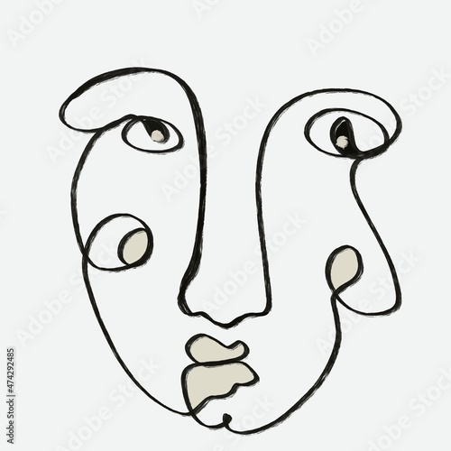 one line drawing face of a woman 