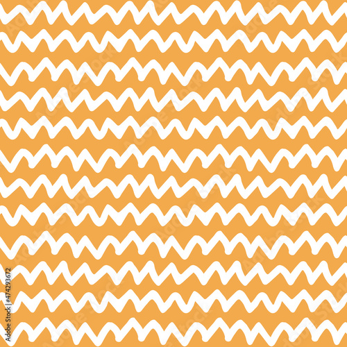Zigzag abstract seamless pattern in yellow and white colors. Vector geometric illustration, can be used as border
