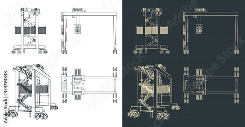 Rubber-tired overhead gantry crane blueprints photo