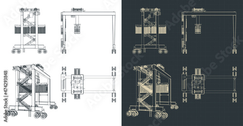 Rubber-tired overhead gantry crane blueprints
