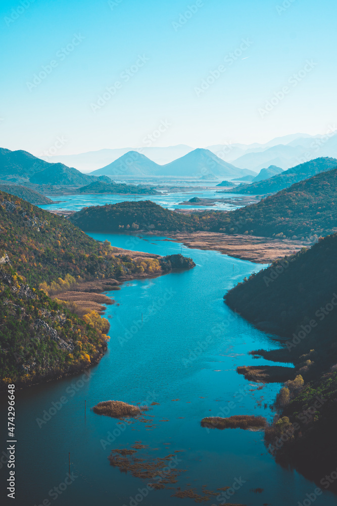View of the Montenegro river with mountains 