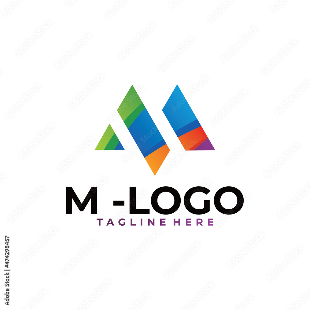 colorful m logo icon - obrazy, fototapety, plakaty 